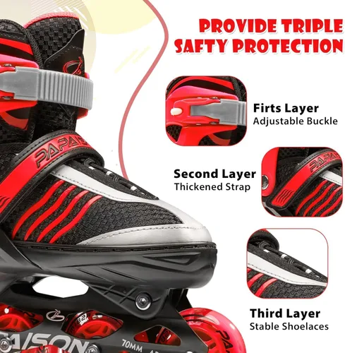 Miniatura 4 de PAPAISON Patines en línea ajustables para niños, patines para niños de 4 a 16 años, patines en línea para niñas de 5 a 8 años y de 8 a 12 años