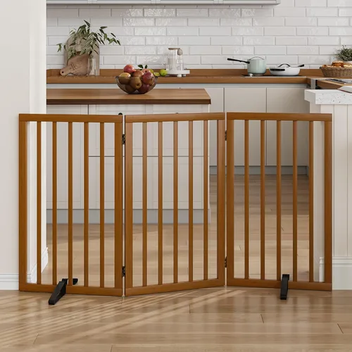 Miniatura 12 de Puerta para perros de 32 pulgadas de alto, puerta independiente para perros, para escaleras, puerta plegable para mascotas para perros