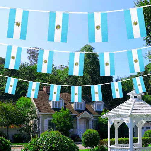 Miniatura 6 de WXTWK Banderas argentinas pequeñas pequeñas banderines para decoración de festivales (50 pies 38 banderas)