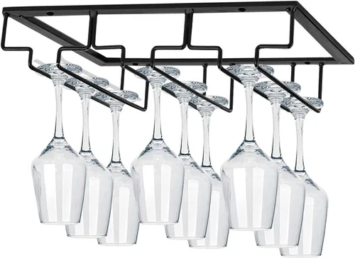 Miniatura 8 de MOCOUM Estante para copas de vino debajo del gabinete, soporte para copas de vino, soporte de alambre para copas de vino, colgador de almacenamiento
