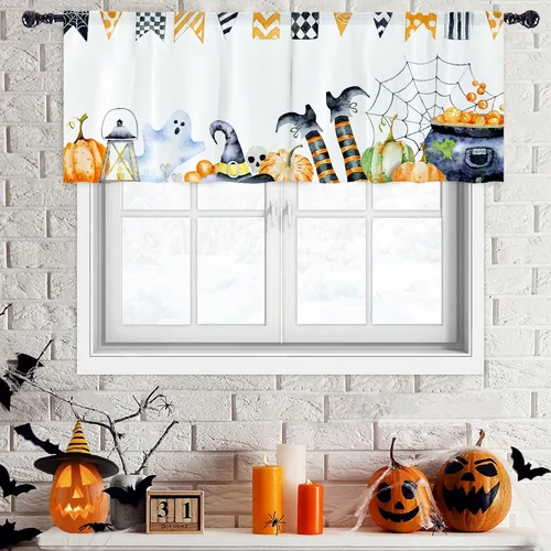 Miniatura 14 de Cortina de eucalipto negro y gris, cenefa para tratamiento de ventana, estilo bohemio, rústico, floral, bolsillo para barra, cortinas de ventana