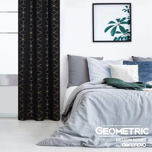 Miniatura 3 de Deconovo Cortinas opacas, aislamiento térmico y reducción de ruido, estampado de lámina de diamante – ojales en la parte superior, 2 paneles, Negro