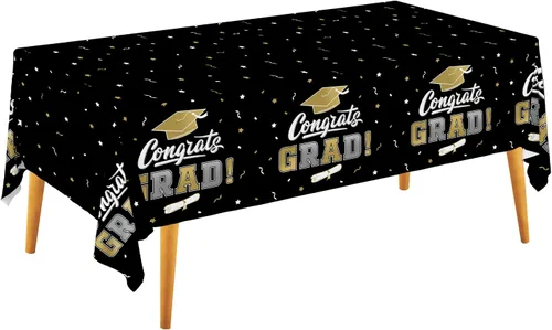 Gatherfun Decoraciones de graduación, mantel de graduación Gongrats para suministros de fiesta de graduación, 3 manteles de clase de 2026, 54 x 108