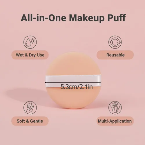Miniatura 2 de 1 juego de 7 piezas de cojín de aire multifuncional, esponja de huevo para maquillaje en seco y húmedo, reutilizable, base de crema BB crema