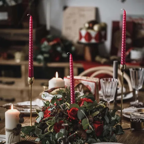 Miniatura 3 de Kemladio Vela, 4 velas cónicas rojas sin perfume de 10 pulgadas, 8 horas de tiempo de combustión, cena, Halloween Rojo