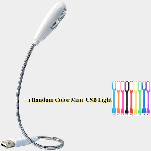Miniatura 2 de Lámpara de Lectura LED USB con Ajuste Regulable de 2 Brillos, Cuello de Ganso Flexible, Luz USB para Notebook Laptop Teclado, Powerbank