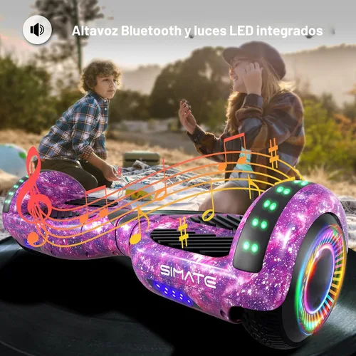 Miniatura 2 de SIMATE Hoverboard - Aeropatineta Bluetooth todo terreno con luces LED y control de aplicación, regalos para niños, adultos, niñas, niños, para todas