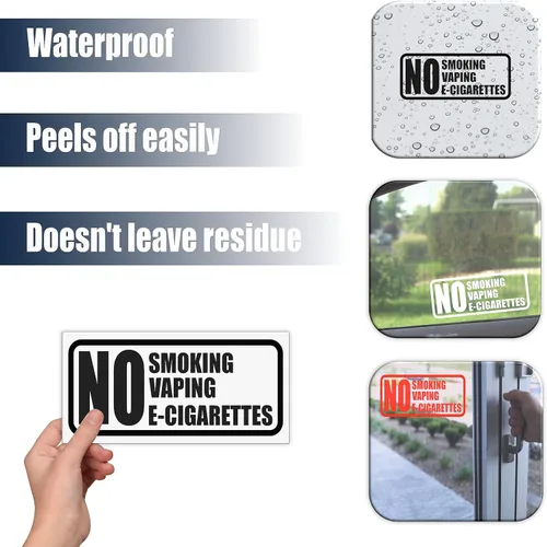 Miniatura 3 de Adhesivo de no fumar y no vapear – No cigarrillos electrónicos (paquete de 2) 7 x 3 pulgadas para automóvil, vehículos, oficina, negocios, hogar