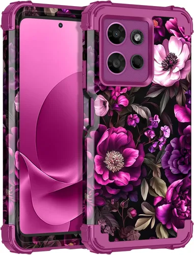 Miniatura 16 de LONTECT Funda para Moto Edge 2021, Moto Edge 5G UW, funda floral a prueba de golpes, 3 en 1, híbrida resistente, resistente, funda protectora