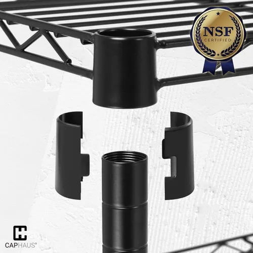 Miniatura 7 de CAPHAUS NSF - Estantería de alambre de grado comercial de alta resistencia con ruedas, patas niveladoras y forros, estante de metal