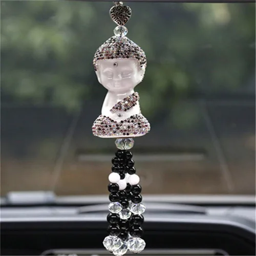 Miniatura 4 de Tathagata Buddha - Colgante de coche de porcelana blanca, adorno colgante de seguridad de la suerte, regalo para espejo retrovisor, accesorios