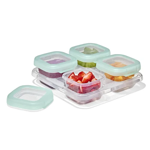 Miniatura 9 de OXO Tot Baby Blocks - Contenedores de almacenamiento para congelador, color verde azulado (4 onzas)