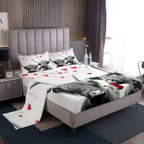 Miniatura 19 de Erosebridal Juego de sábanas de rosas tamaño individual, color azul, diseño romántico para mujeres, niñas, esposa, pareja, día de San Valentín