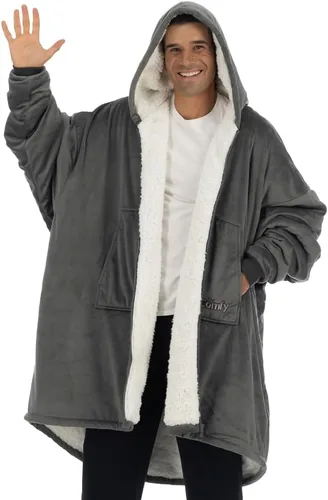 Miniatura 12 de THE COMFY Original - Manta de forro polar de microfibra con forro sherpa, diseño de gran tamaño con capucha y bolsillo de Shark Tank