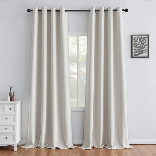 Miniatura 66 de IGEMAEVE Cortinas 100% opacas de 108 pulgadas de largo para dormitorio, juego de 2 paneles de cortinas opacas con bolsillo para barra y pestaña