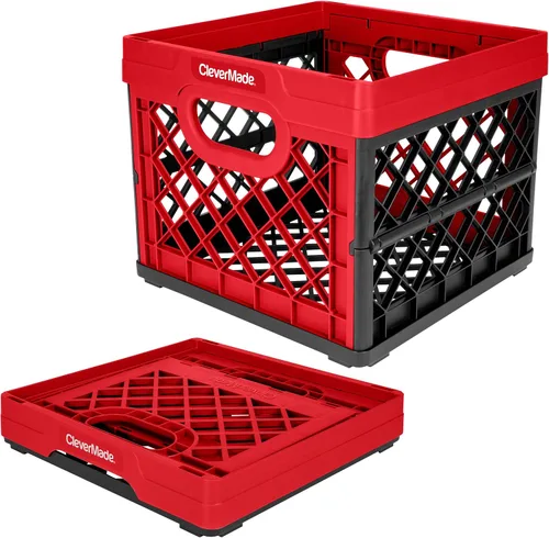 Miniatura 10 de CleverMade - Caja plegable para leche, color piedra, paquete de 3 contenedores apilables de 25 litros (6 galones), con capacidad para 50 libras por