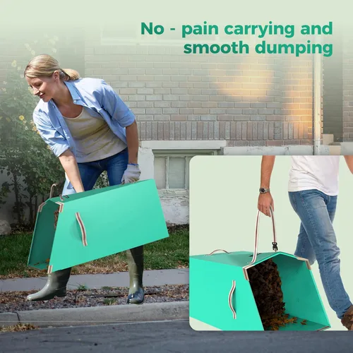 Miniatura 7 de Colector de hojas y bolsa reutilizable para basura de patio, plegable, portátil, con mango ajustable, limpieza de césped de jardín (50 galones)