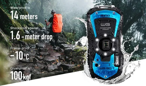 Miniatura 6 de PENTAX WG-90 Cámara impermeable azul, a prueba de golpes, a prueba de polvo, a prueba de congelación, anillo de luz integrada de 6 LED