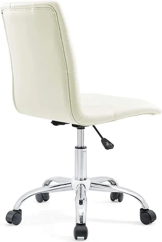Miniatura 5 de Modway Prim Silla de oficina giratoria sin brazos con respaldo medio acanalado en blanco