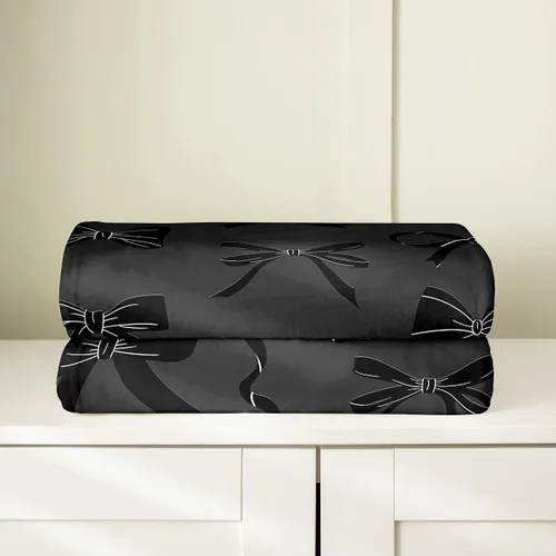 Miniatura 4 de Castle Fairy Black Bow Blankets,Bowknot Printed Flannel Blanket,Kids Girls Boys Adult Butterfly Tie Pattern Fleece Blanket Modern Black Office Chair