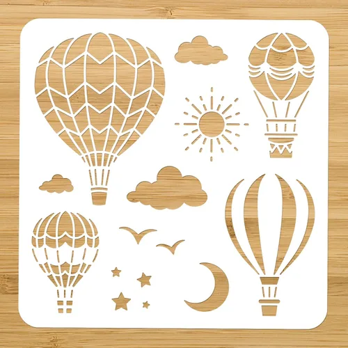 Miniatura 4 de NBEADS Plantilla de globo de aire caliente, plantillas reutilizables, cuadradas, manualidades, manualidades, pintura y pared, de 11.8 x 11.8