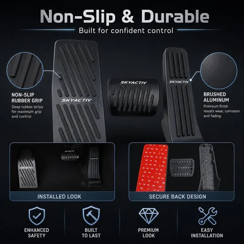 Miniatura 3 de Cubiertas de pedal de acelerador de gas de aleación de aluminio, accesorios interiores antideslizantes sin perforación, pedal de freno Pastillas