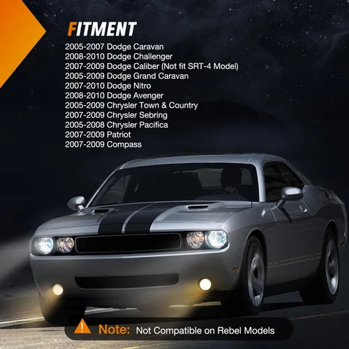 Miniatura 7 de Nilight Conjunto de luces antiniebla compatible con 2005 2006 2007 2008 2009 2010 Dodge Grand Caravan Challenger Charger Caliber Nitro Avenger