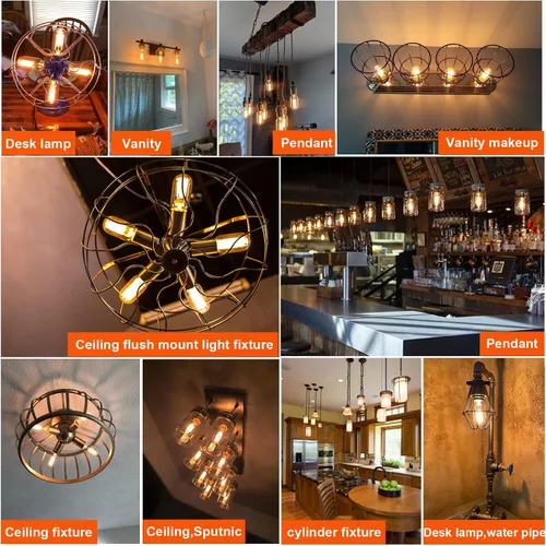Miniatura 7 de LiteHistory foco LED E26 de 6 W, equivalente a 60 W, blanco cálido 2200 K, ámbar, E26, bombilla Edison regulable, CA 120 V, 400 lm, foco LED tubular