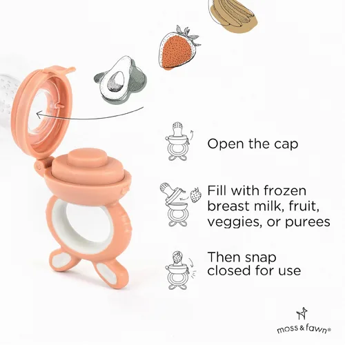 Miniatura 2 de Moss and Fawn Alimentador de Exploración – Paleta de leche materna congelada de silicona calmante y juguete de dentición de alimentos para bebés