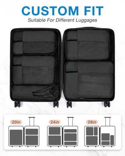 Miniatura 3 de BAGSMART Juego de 6 cubos de embalaje de compresión para maletas, cubos de viaje de compresión y organizador de maletas para empacar con bolsa