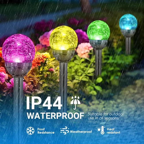 Miniatura 6 de Solpex - Luces solares de jardín para exteriores, paquete de 3 unidades, multicolor, cambio de color y blanco, 2 modos, bola de vidrio alimentada