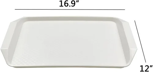 Miniatura 2 de Bandejas de plástico blanco para servir comida rápida, 16.9 x 12 pulgadas, juego de 4
