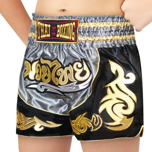 Pantalones cortos de Muay Thai para niños (4 años a 10 años) para boxeo, kickboxing, artes marciales mixtas, entrenamiento para niños y niñas