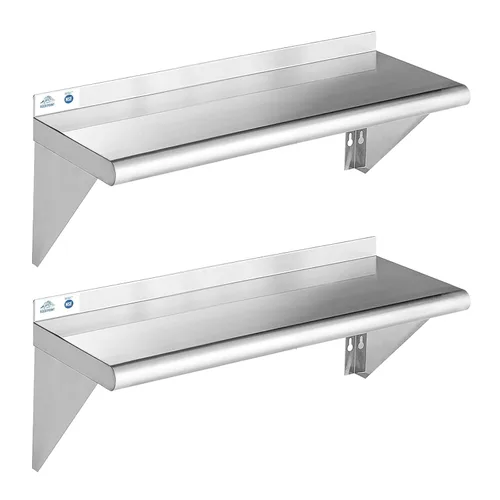 Miniatura 28 de ROCKPOINT Estante de acero inoxidable de 12 x 24 pulgadas, 250 libras, estantes comerciales de metal NSF para montaje en pared, estantería flotante