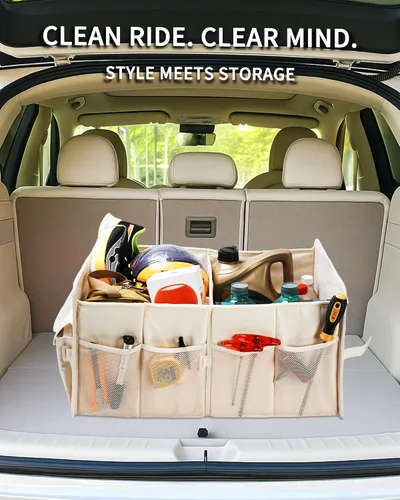 Miniatura 2 de SIBOFUEGO Organizador resistente para maletero de automóvil, organizador de maletero de gran capacidad para SUV y sedanes, diseño de una pieza