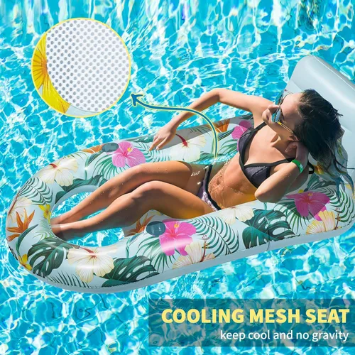 Miniatura 3 de Inflatable Pool Floats Adult - Pool Floaties Pool Lounger Raft for Adults Heavy Duty Water Pool Float with Cup Holder Backrest Swimming Pool Azul