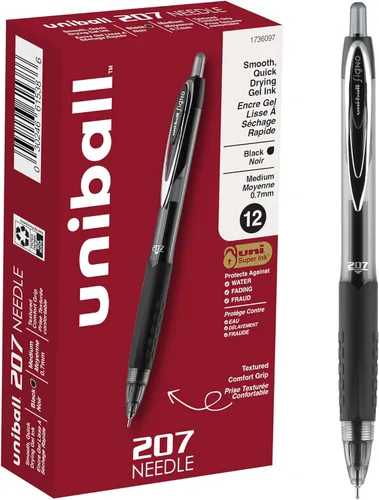 uni-ball 207 - Bolígrafos de gel retráctiles Negro