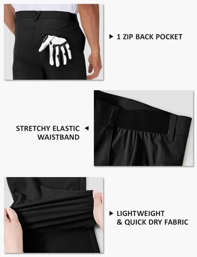 Miniatura 5 de TBMPOY Pantalones de golf elásticos para hombre, ligeros, de secado rápido, pantalones de trabajo casuales con 3 bolsillos