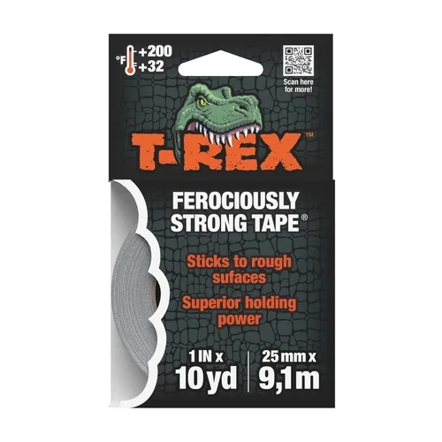 T-REX 240998 Ferociously Strong Tape Cinta adhesiva muy resistente, de 1.88 pulgadas x 35 yardas, con parte trasera impermeable, color gris plomo