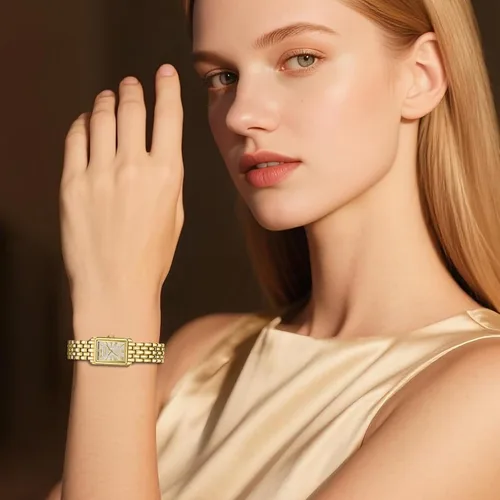 Miniatura 6 de BOFAN Relojes dorados para mujer con pulsera vintage, caja rectangular, esfera romana, herramienta de ajuste incluida, resistente al agua