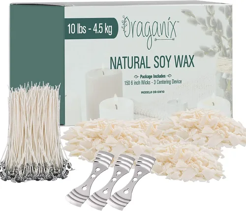 Miniatura 7 de Oraganix Kit de fabricación de velas de cera de soja natural y suministros para hacer velas, 2 libras de cera de soja premium, 10 mechas de vela