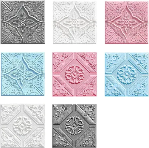 Miniatura 5 de ECYC Ltd 10 paneles de pared de espuma 3D autoadhesivos de 13.78 x 13.78 x 0.12 pulgadas, paneles de pared de flores 3D para despegar y pegar