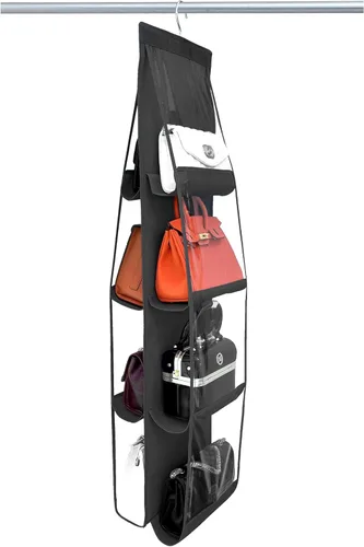 Miniatura 22 de Organizador de bolso, paquete de 2, colgador de bolso, resistente, organizador de bolsos para armario, ganchos de metal gruesos, organizador de Gris