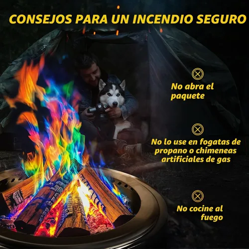 Miniatura 4 de HGD (Paquete de 6) Paquetes de cambio de color de fuego de campamento mágico para fogata, chimenea interior/exterior, hoguera - llama mágica de arco