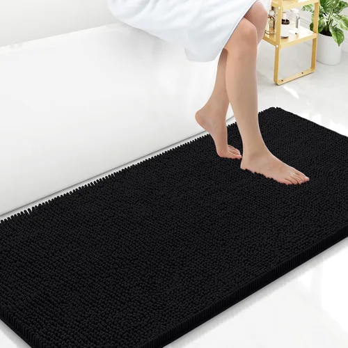 Miniatura 12 de Arotive Alfombras de baño de felpilla extrasuaves y absorbentes, de 24 x 16 pulgadas, lavables a máquina, parte trasera de goma antideslizante