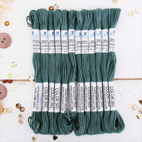 Miniatura 24 de 12 madejas ThreadArt Premium de hilo de bordar de algodón egipcio de fibra larga Gris antiguo 6 hilos divisibles de 8.75 yardas cada uno