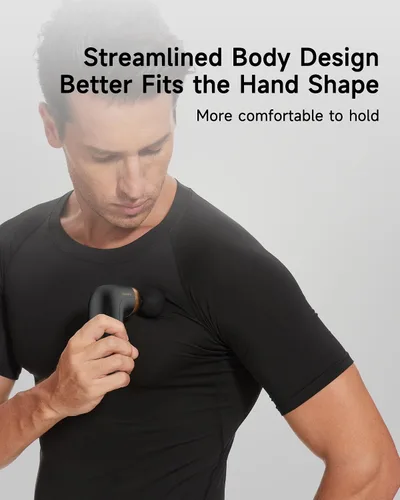 Miniatura 3 de HEYCHY A1 Pistola de masaje súper mini, masajeador de percusión para tejidos profundos y músculos, pistola de masaje para viajes, masajeador Negro