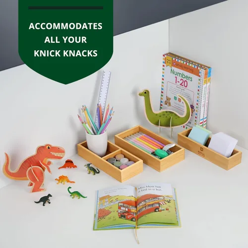 Miniatura 4 de ROYAL CRAFT WOOD Caja organizadora de cajones de bambú de lujo, juego de contenedores para cocina, baño, escritorio de oficina, maquillaje, joyas, 3