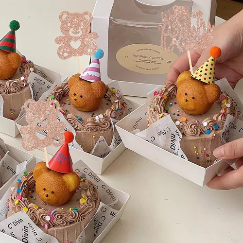 Miniatura 4 de Rsstarxi Paquete de 24 Adornos para Cupcakes We Can Bearly Wait con Purpurina de Oso para Baby Shower, Palillos Decorativos para Cupcakes