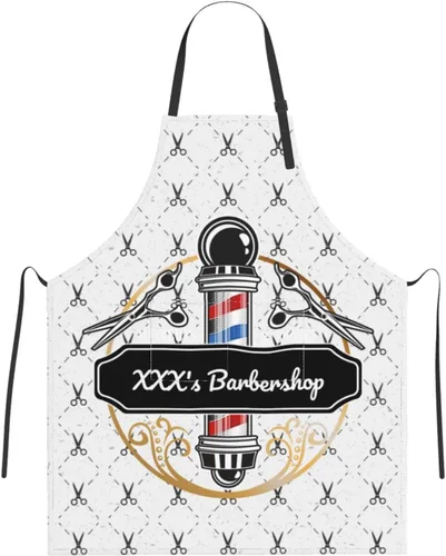 Delantal de barbería personalizado para hombres y mujeres, delantal de texto personalizado con bolsillos, delantal ajustable personalizado para el